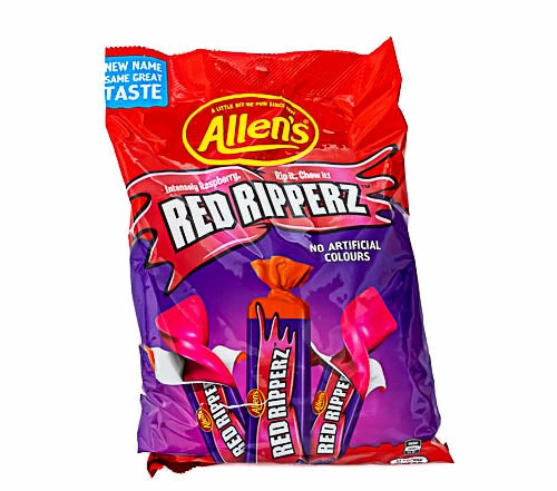 Allen's Old Aussie Favourites & Classic Retro Lollies Red Ripper Sticks By Allens - Bag 800g