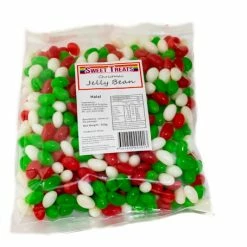 Sunshine Confectionery Jelly Lollies & Gummy Lollies Christmas Jelly Beans Mini - Green, Red And White 500g