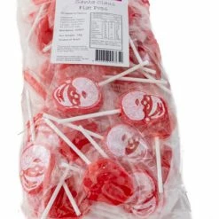 Brisbane Bulk Supplies Christmas Lollipops - Red Santa Pops 1kg