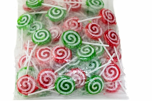 Brisbane Bulk Supplies Christmas Lollipops - Red 'n Green Swirl Pops 1kg