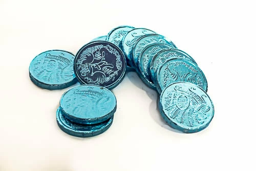 Sunshine Confectionery CHILDREN'S Party Lollies Blue Foil Milk Chocolate Coins