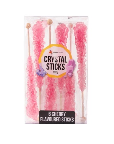 Lolliland Candy, LOLLIES & Confectionery Crystal Sticks - Hot Pink 6 Sticks