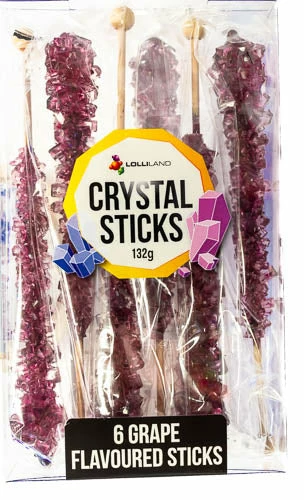Lolliland Crystal Sticks - Purple 6 Sticks Candy, LOLLIES & Confectionery
