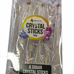 Lolliland Candy, LOLLIES & Confectionery Crystal Sticks - White 6 Sticks
