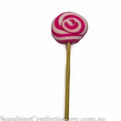 Designer Candy Lollipops Lollipop Handmade Flat - Pink Swirl