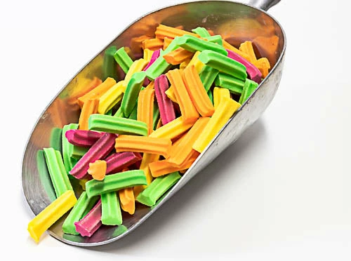 Cooks Confectionery Mini Fruit Sticks - Mixed Colours 500g