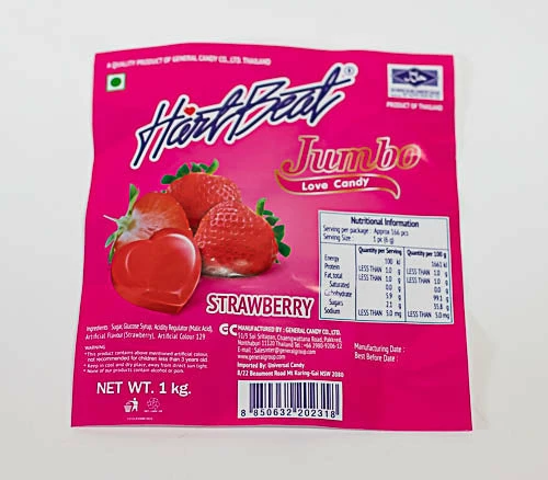 Candy Brokers Hartbeat (Heartbeat) Strawberry Jumbo Candies Candy, LOLLIES & Confectionery