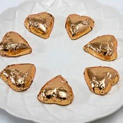 Paul's Confectionery Hearts - Milk Chocolate Hearts In Rose Gold Foil 1kg Chocolates - Milk, Dark & White