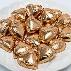 Paul's Confectionery Hearts - Milk Chocolate Hearts In Rose Gold Foil 1kg Chocolates - Milk, Dark & White