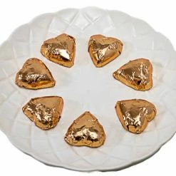 Paul's Confectionery Chocolates - Milk, Dark & White Hearts - Milk Chocolate Hearts In Rose Gold Foil