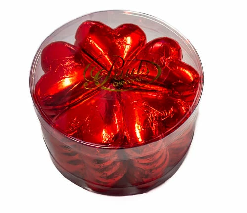 Paul's Confectionery Hearts - Milk Chocolate Hearts In Red Foil 30g Tub Chocolates - Milk, Dark & White