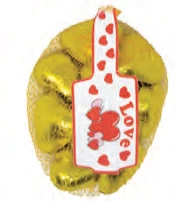 Lolliland Hearts - Milk Chocolate 77g Bag - Gold Foil Hearts