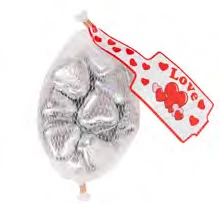 Lolliland Hearts - Milk Chocolate 77g Bag - Silver Foil Hearts WEDDING Lollies & Chocolates