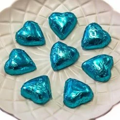 Paul's Confectionery Hearts - Milk Chocolate Hearts In Aqua Blue Foil 1kg Chocolates - Milk, Dark & White