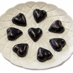 Chocolate Gems Chocolates - Milk, Dark & White Hearts - Milk Chocolate Hearts In Black Foil
