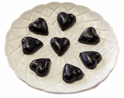 Chocolate Gems Chocolates - Milk, Dark & White Hearts - Milk Chocolate Hearts In Black Foil