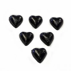 Chocolate Gems Chocolates - Milk, Dark & White Hearts - Milk Chocolate Hearts In Black Foil
