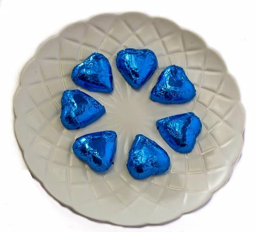 Paul's Confectionery Hearts - Milk Chocolate Hearts In Electric Blue Foil 1kg