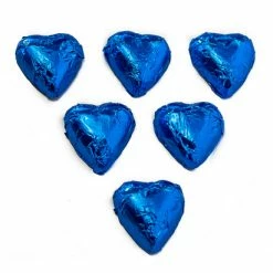 Chocolate Gems Hearts - Milk Chocolate Hearts In Electric Blue Foil Chocolates - Milk, Dark & White