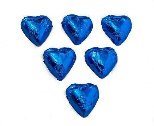 Paul's Confectionery Hearts - Milk Chocolate Hearts In Electric Blue Foil 1kg