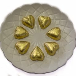 Paul's Confectionery Hearts - Milk Chocolate Hearts In Gold Foil Chocolates - Milk, Dark & White