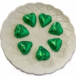 Chocolate Gems Hearts - Milk Chocolate Hearts In Green Foil