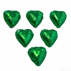 Chocolate Gems Hearts - Milk Chocolate Hearts In Green Foil