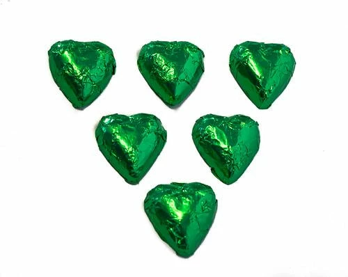 Chocolate Gems Hearts - Milk Chocolate Hearts In Green Foil 1kg