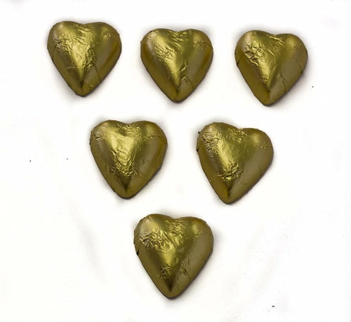 Paul's Confectionery Hearts - Milk Chocolate Hearts In Gold Foil Chocolates - Milk, Dark & White