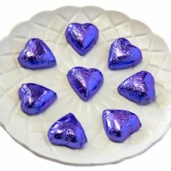Chocolate Gems Hearts - Chocolate Hearts In Mauve Foil (5kg Bulk)