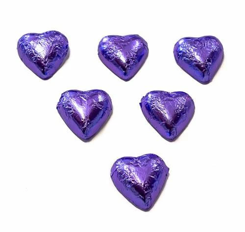 Chocolate Gems Hearts - Milk Chocolate Hearts In Mauve Foil 1kg