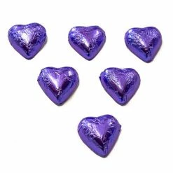 Chocolate Gems Hearts - Chocolate Hearts In Mauve Foil (5kg Bulk)