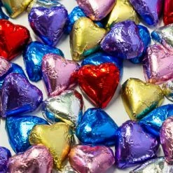 Paul's Confectionery Hearts - Milk Chocolate Hearts In Mixed Foils 10 Hearts Mixed-Coloured Lollies