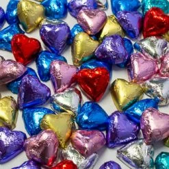 Chocolate Gems Hearts - Milk Chocolate Hearts In Mixed Foils Mixed-Coloured Lollies