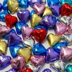 Chocolate Gems Hearts - Milk Chocolate Hearts In Mixed Foils 1kg Mixed-Coloured Lollies