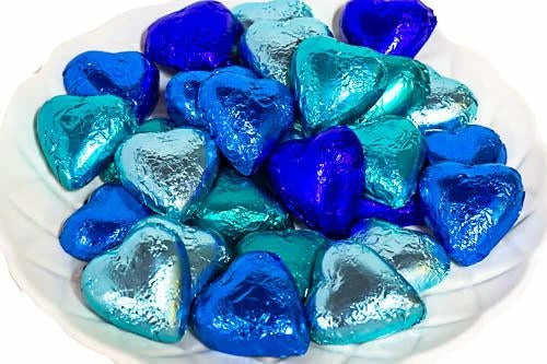 Paul's Confectionery Hearts - Milk Chocolate Hearts In Mixed Blue Foils 1kg