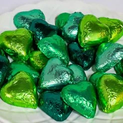 Paul's Confectionery Hearts - Milk Chocolate Hearts In Mixed Green Foils