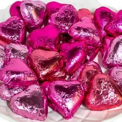 Paul's Confectionery Chocolates - Milk, Dark & White Hearts - Milk Chocolate Hearts In Mixed Pink Foils 1kg