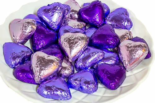 Paul's Confectionery Hearts - Milk Chocolate Hearts In Mixed Purple Foils