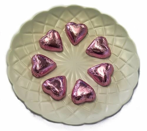 Paul's Confectionery Hearts - Milk Chocolate Hearts In Light Pink Foil 1kg