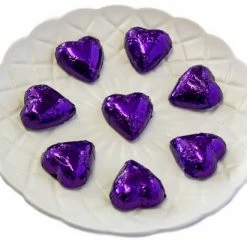 Chocolate Gems Hearts - Milk Chocolate Hearts In Purple Foil