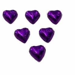 Chocolate Gems Hearts - Milk Chocolate Hearts In Purple Foil 1kg Chocolates - Milk, Dark & White