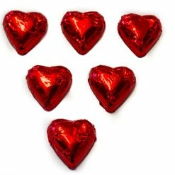 Chocolate Gems Hearts - Milk Chocolate Hearts In Red Foil Chocolates - Milk, Dark & White