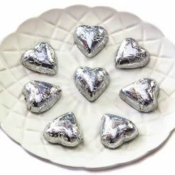 Chocolate Gems Hearts - Milk Chocolate Hearts In Silver Foil 1kg Chocolates - Milk, Dark & White