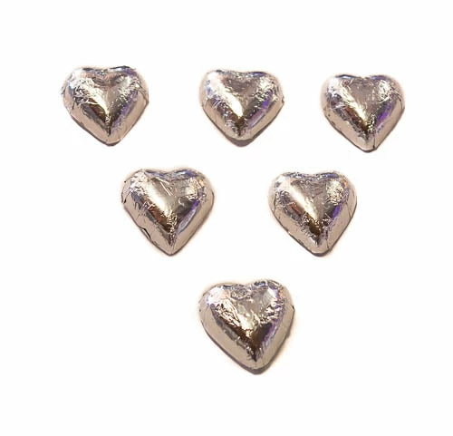 Chocolate Gems Hearts - Milk Chocolate Hearts In Silver Foil