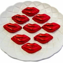 Chocolate Gems Kisses - Milk Chocolate Lips In Red Foil 5kg Chocolates - Milk, Dark & White