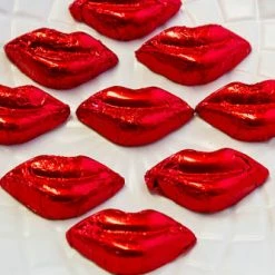 Chocolate Gems Kisses - Milk Chocolate Lips In Red Foil 5kg Chocolates - Milk, Dark & White
