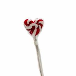 Designer Candy Lollipop Handmade Flat - Red Swirl Heart