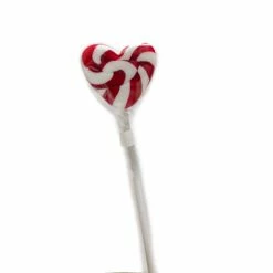 Designer Candy Lollipop Handmade Flat - Red Swirl Heart