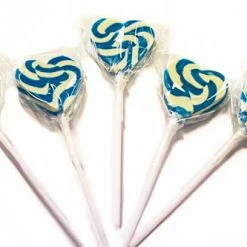 Lolliland Lollipops - Blue N White Mini Heart Lollipop 24pc